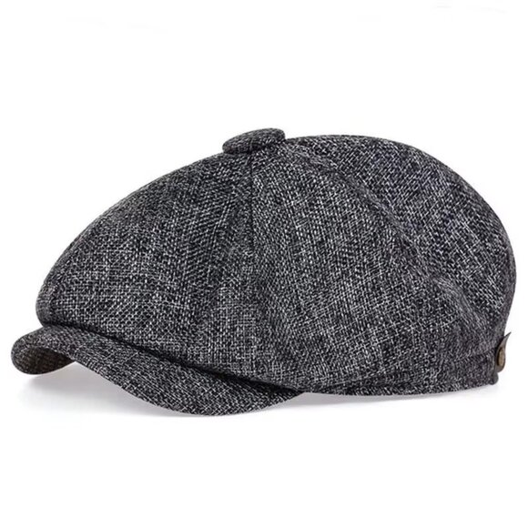 Dark Gray Vintage Newsboy Cap Gatsby Hat Classic 8‎ Panel Flat Cabbie Driver Cap - Picture 1 of 1
